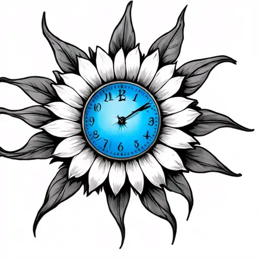 Blue Direct Blue Clock Break Sun Sunflower 4 8 tattoo design idea