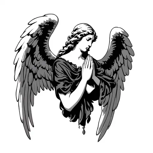 Angel praying tattoo design idea