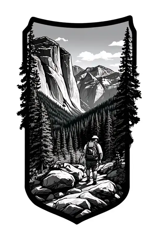 Hiking yosemite tattoo design idea