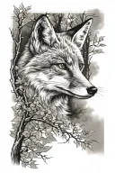 fox with trees  tattoo design idea