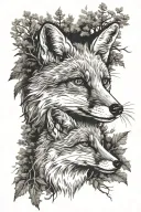 fox with trees  tattoo design idea