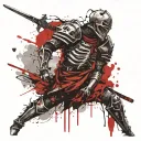 Knight with sword shield and skull tattoo design idea