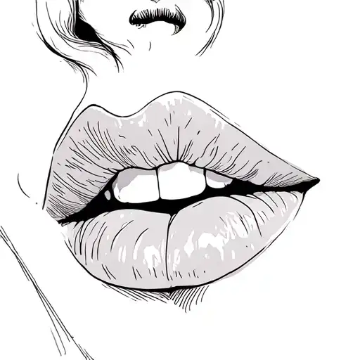 a woman's lips kissing tattoo design idea