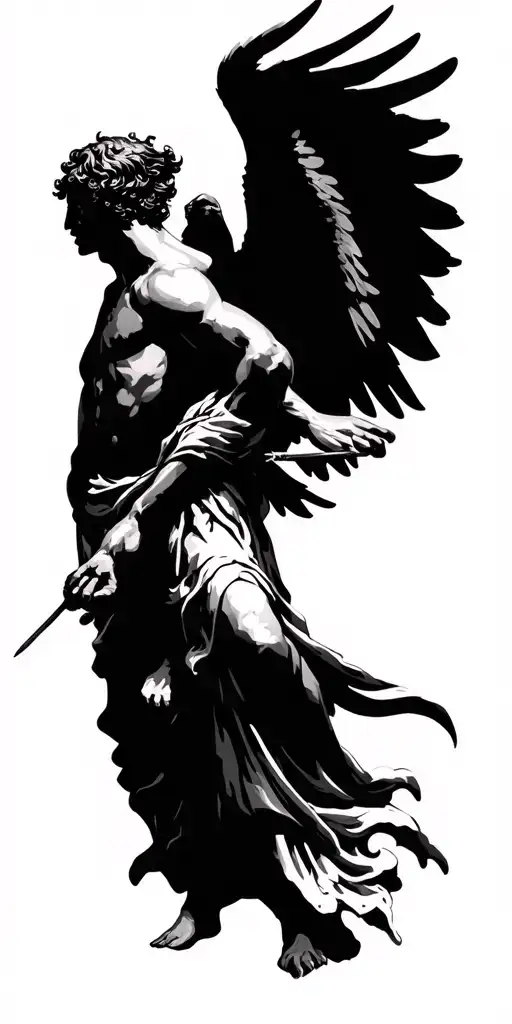 the angel gabriel fighting tattoo design idea