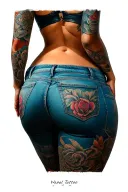 a curvy woman from back view showing her Big buttocks tattoo design idea