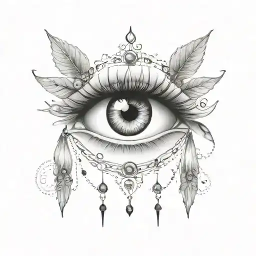 gypsy eye with gems tattoo design idea