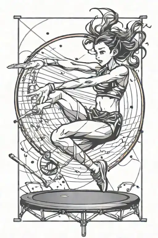 Gymnast jumping on a trampoline tattoo design idea