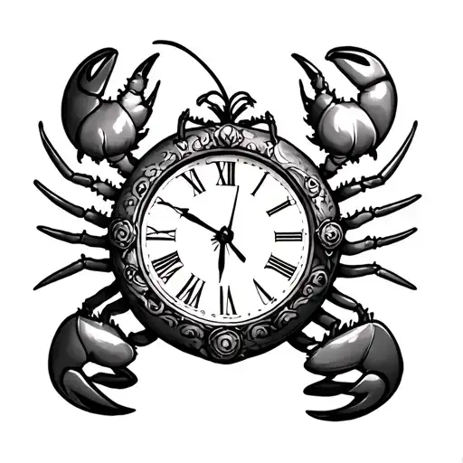 lobster clock tattoo design idea