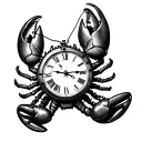 lobster clock tattoo design idea
