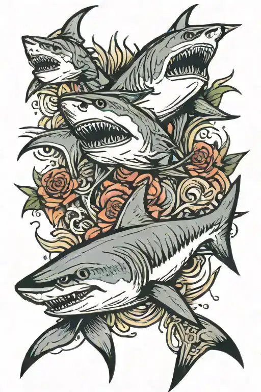 Great white Sharks tattoo design idea