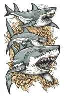 Great white Sharks tattoo design idea