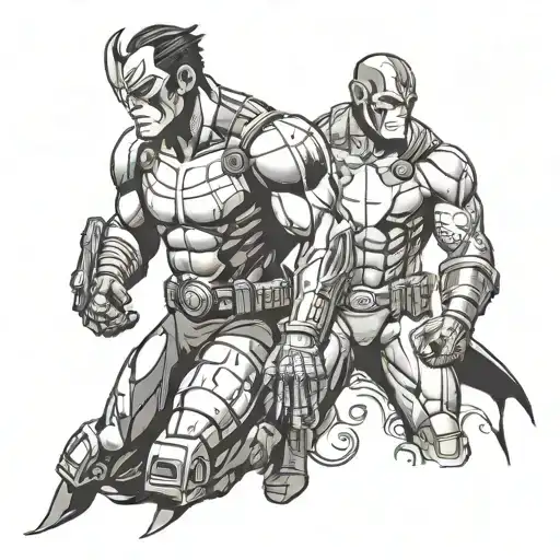 Hellboy ironman and Robin   tattoo design idea