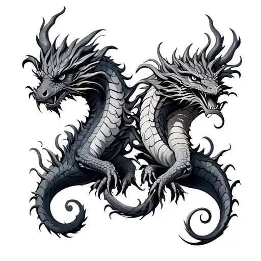 slivic Two Dragons Intertwined tattoo design idea