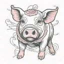 draw a tattoo showing a pink pig in a dress that is female and has red hooves tattoo design idea