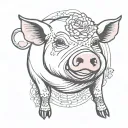 draw a tattoo showing a pink pig in a dress that is female and has red hooves tattoo design idea