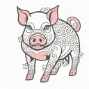 draw a tattoo showing a pink pig in a dress that is female and has red hooves tattoo design idea