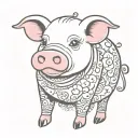 draw a tattoo showing a pink pig in a dress that is female and has red hooves tattoo design idea