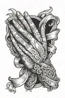 Praying Hands with blank ribbon underneath  tattoo design idea