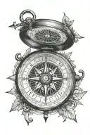 Old fashioned compass tattoo design idea