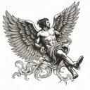 icarus falling with wings tattoo design idea
