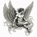 icarus falling with wings tattoo design idea