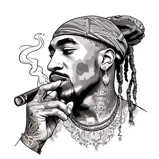 Tupac smoking with Abinim tattoo design idea