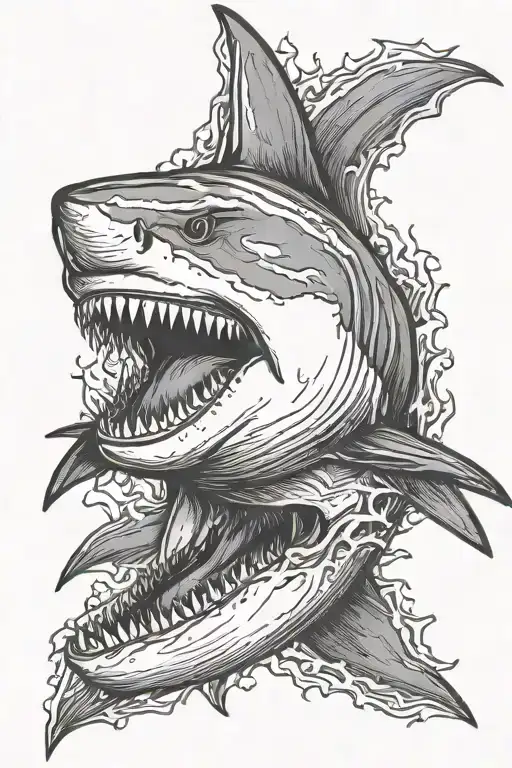 great white shark mouth wide open tattoo design idea