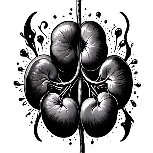 Three kidneys, two up and one down, the one below gives life to the two of above tattoo design idea
