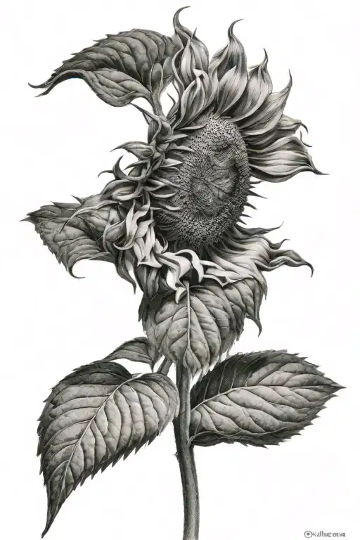 realistic single sunflower tattoo design idea