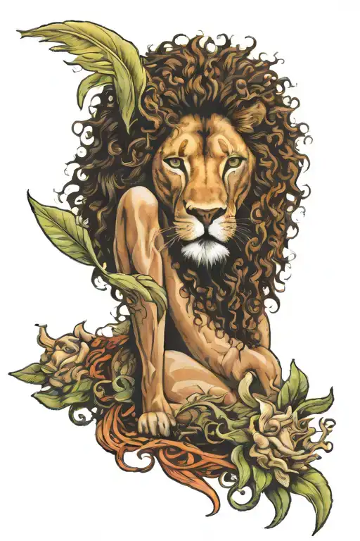 left side of spine half lion.Right side spine is empowered black women with curly hair. Down my spine, a cross tattoo design idea