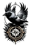 iwa bird and compass tattoo design idea