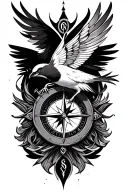 iwa bird and compass tattoo design idea