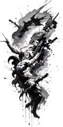 abstract representation battle scene tattoo design idea