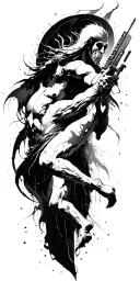 abstract representation battle scene tattoo design idea