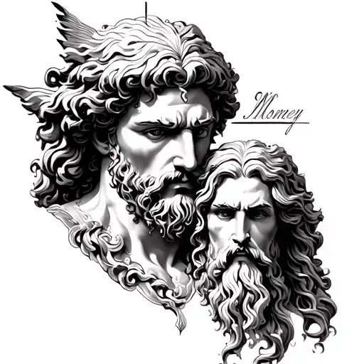 Zeus with Mollney in his hand tattoo design idea