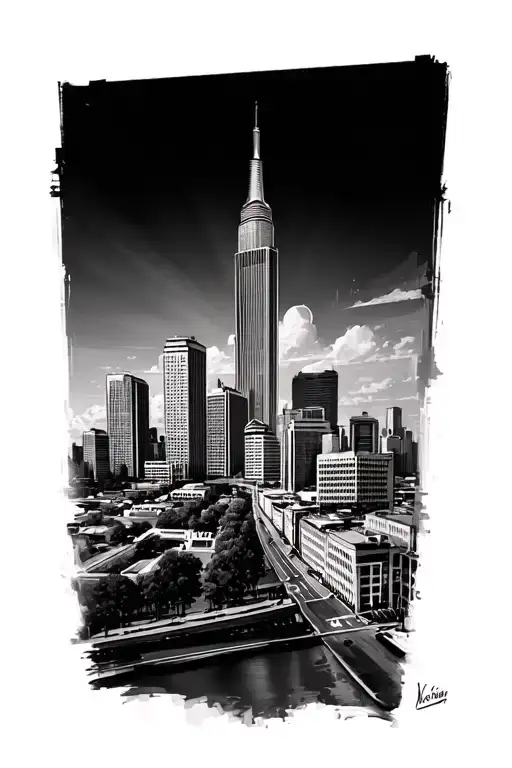 atlanta skyline tattoo design idea