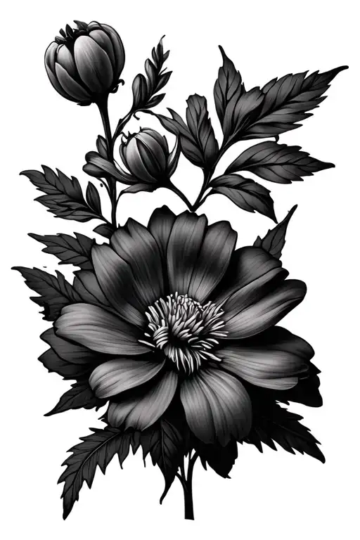 March, December, February and September Birth Flower tattoo design idea