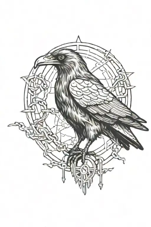 a black raven with chains on its wings and being in the Delta symbol. In one place the symbol is destroyed tattoo design idea