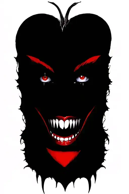 sexy vampire, beautiful smile, beautiful fangs, piercing eyes tattoo design idea