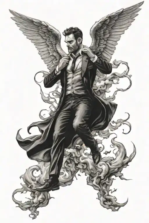 lucifer falling the sky tattoo design idea