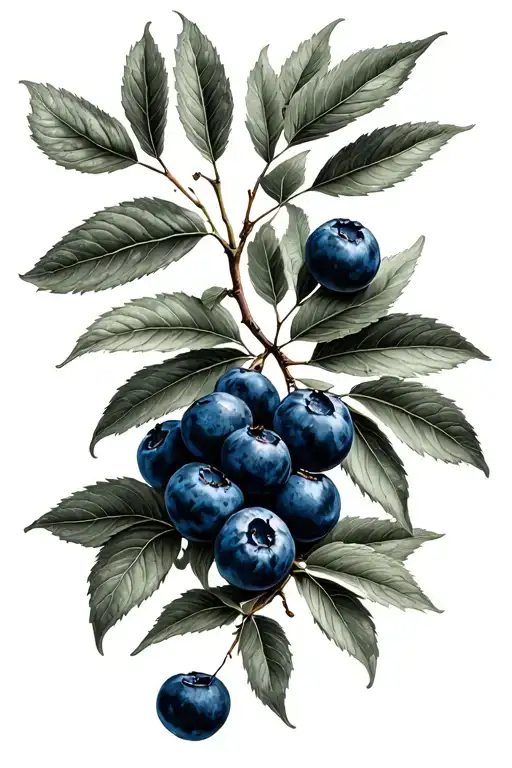 ficus branch wrapped blueberries tattoo design idea