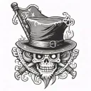 whitebeards flag with luffy straw hat hanging on top bone tattoo design idea