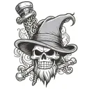 whitebeards flag with luffy straw hat hanging on top bone tattoo design idea