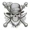 whitebeards flag with luffy straw hat hanging on top bone tattoo design idea