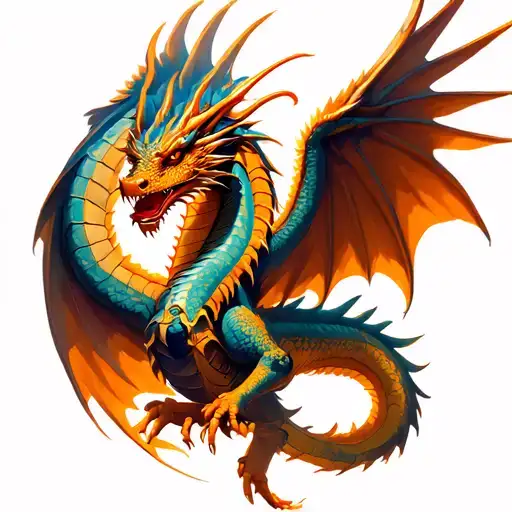 Dragon protecting the male angel of the guard lounge against El Mal tattoo design idea