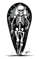 cartpon skeleton running a fun run tattoo design idea
