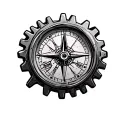 Cog wheels and a clock or compass tattoo design idea