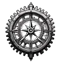 Cog wheels and a clock or compass tattoo design idea