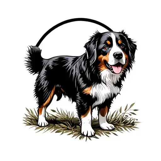Bernese mountain dog folk art full body simple tattoo design idea
