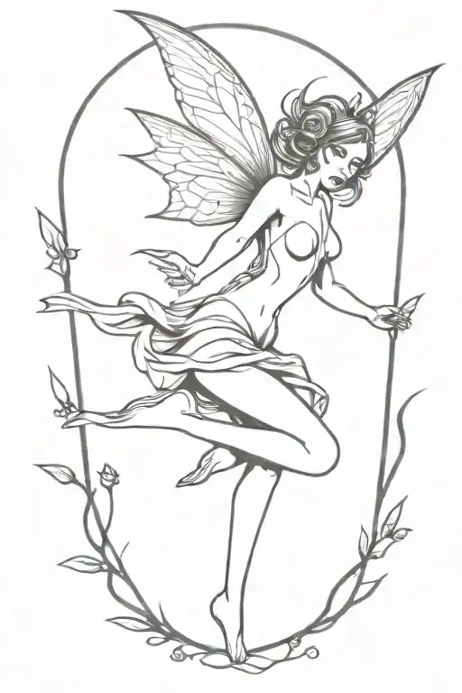 gothic fairy flying tattoo design idea